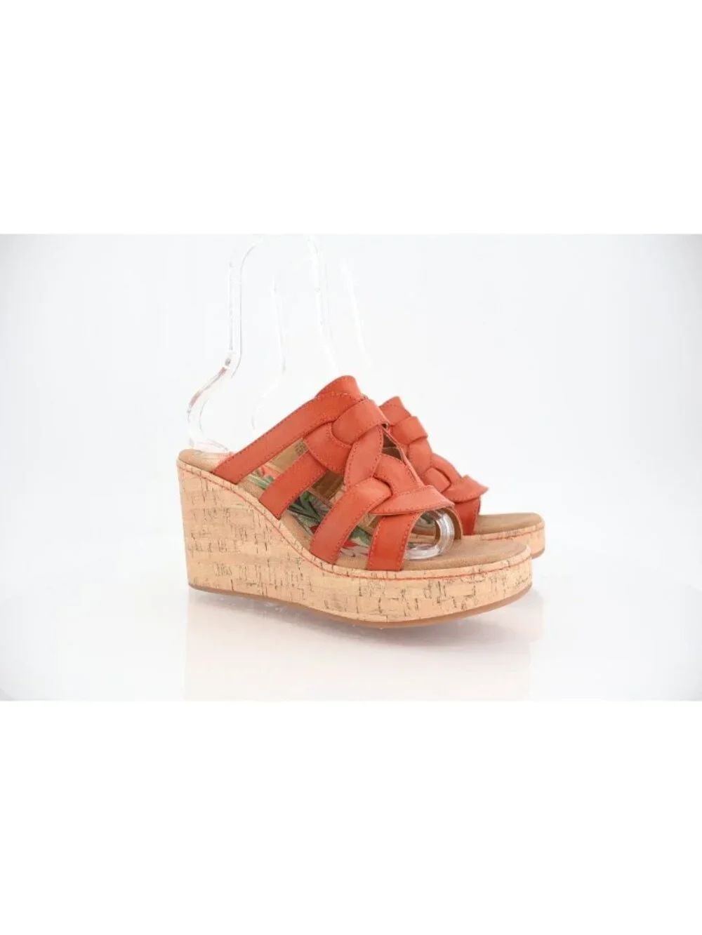 Born Womens Cora Sandal Size 10 Red Faux Leather Wedge Platform Mule Y2K Shoe
